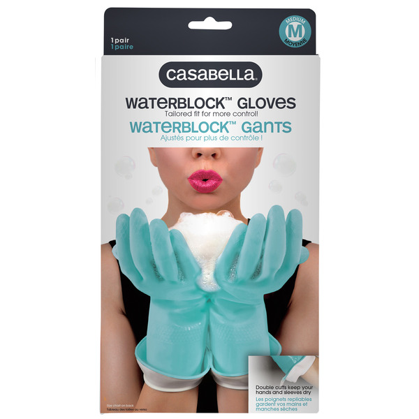 Casabella Premium Waterblock Cleaning Gloves, Medium