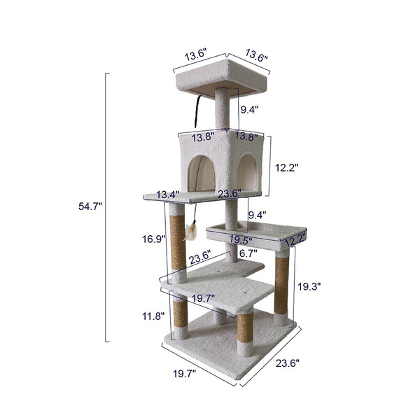 Every Yay Cozy Condo 5-Level Cat Tree for Large Cats - White
