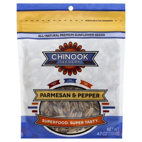 Chinook Seedery Sunflower Seeds, Parmesan and Pepper, Bag (4.7 oz
