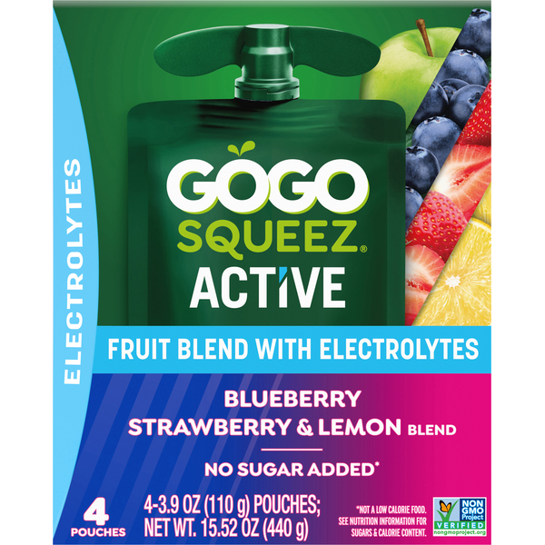 GoGo Squeez Active Electrolyte Blueberry Strawberry & Lemon Fruit