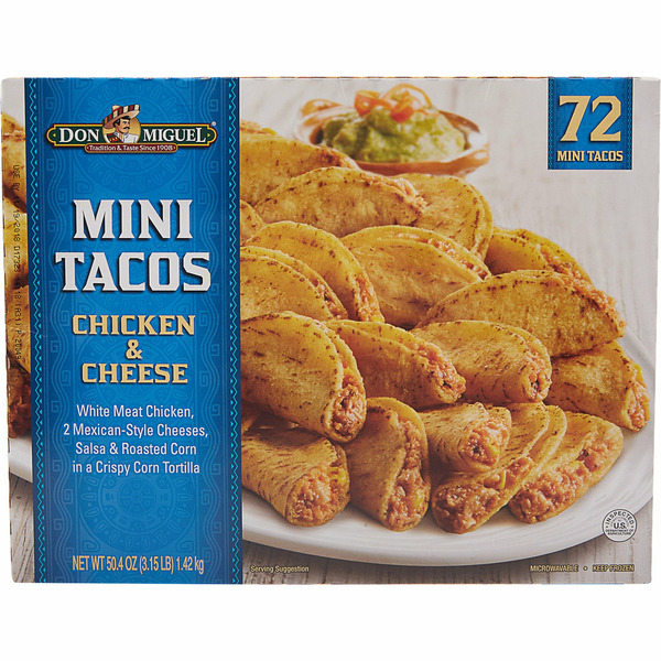 Don Miguel Mini Tacos, Chicken & Cheese, 72-count