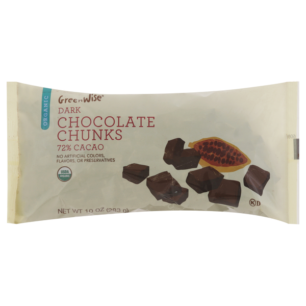 GreenWise Chocolate Chunks, Organic, Dark, 72% Cacao Same-Day