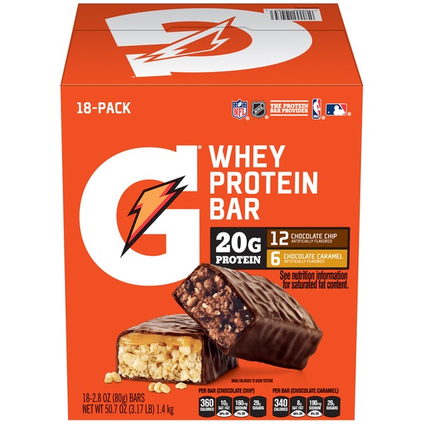 Gatorade Variety Pack Chocolate Chip/Chocolate Caramel Whey Protein Bar