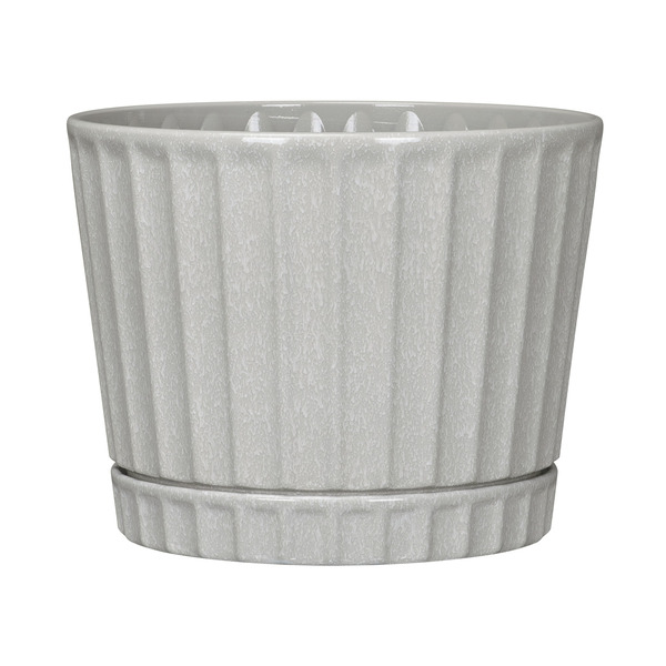 allen + roth 7.32-in W x 7.32-in L x 6.14-in H Gray Plastic Round Indoor Self Watering Planter