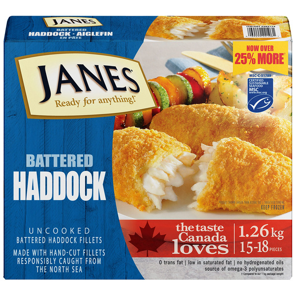 Janes Foods Battered Haddock 1.26 kg