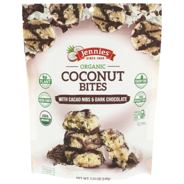 Jennies Organic Coconut Bites with Cacao Nibs & Dark Chocolate