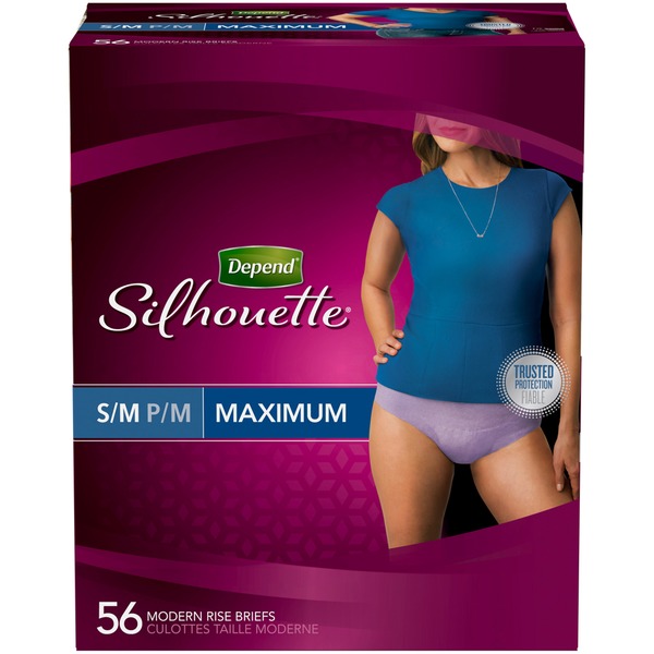 Depend Silhouette Maximum Absorbency S/M Black for Women Incontinence
