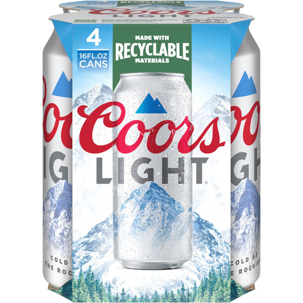 Coors Light Beer, American Light Lager Beer, 4.2% ABV, 4-pack, 16