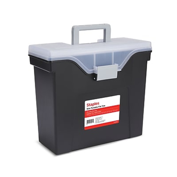 TRU RED TR58297 Letter Size Black Slim Portable File Tote