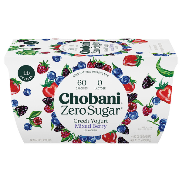 Wegmans Chobani Zero Sugar Nonfat Mixed Berry Flavored Greek Yogurt ...