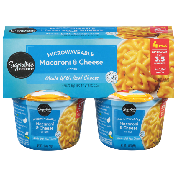 Signature SELECT Macaroni & Cheese Dinner, Microwaveable, 4 Pack