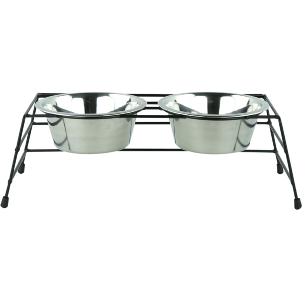 Play On Stainless Steel 32 oz Double Diner Bowls & Stand