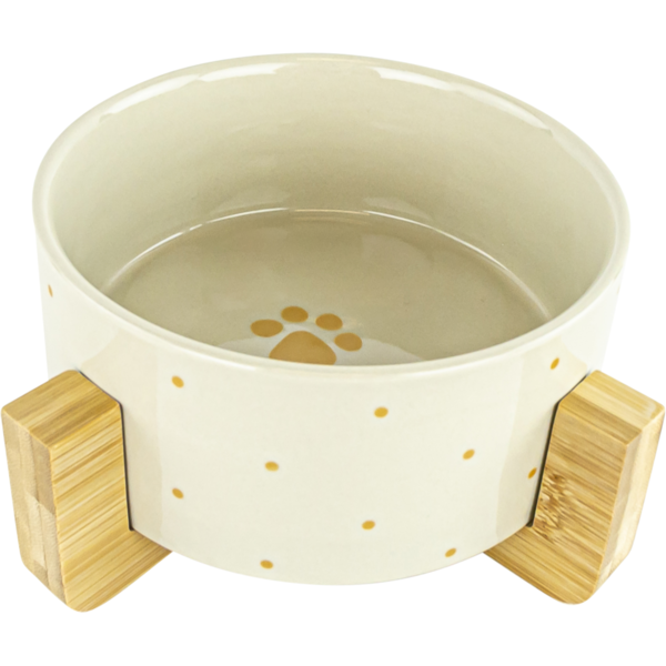 Play On Ceramic Paw Dog Bowl With Stand