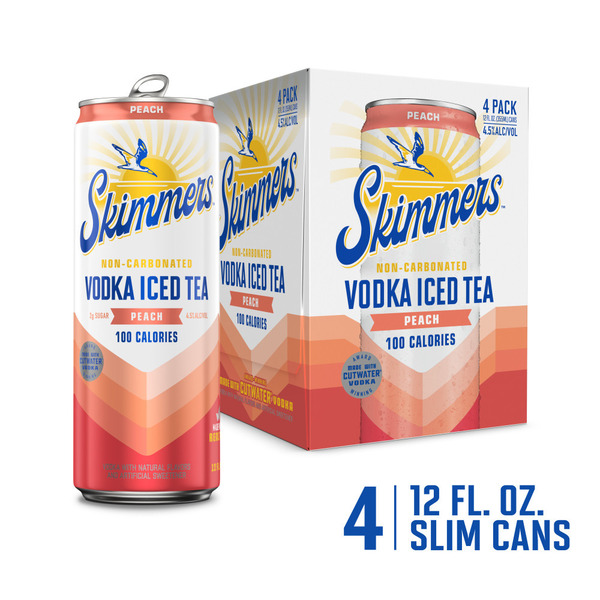 Skimmers Vodka Pink Lemonade Vodka Peach Iced Tea 4 Pack, 12 Fl Oz