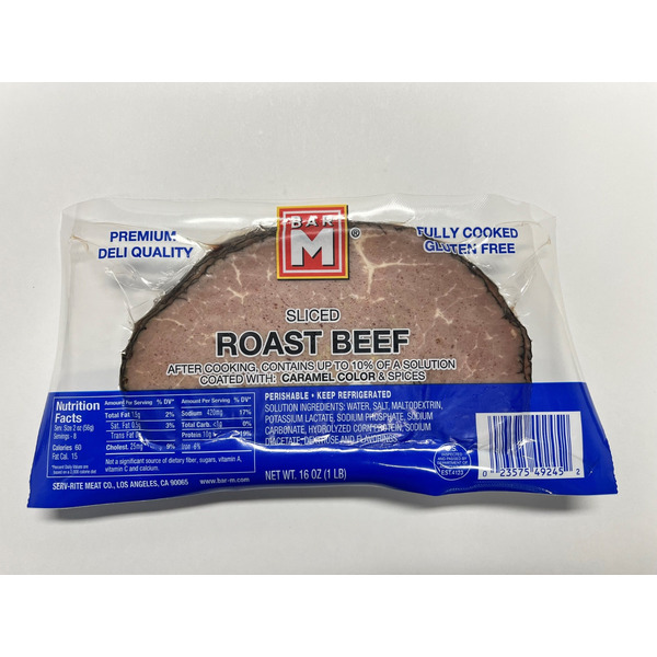 Bar-M Roast Beef Sliced 14-1Lb