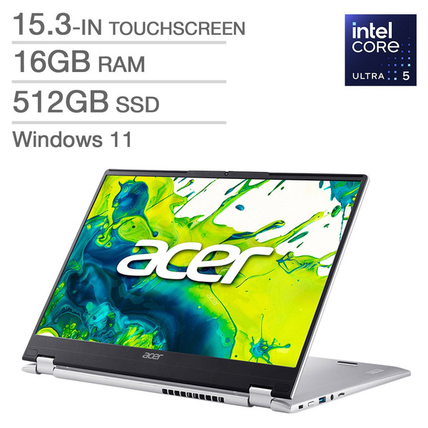 Acer Aspire 5 Spin 14 Touchscreen Laptop, Intel Core Ultra 5 115U, 16 GB RAM, 512 GB SSD