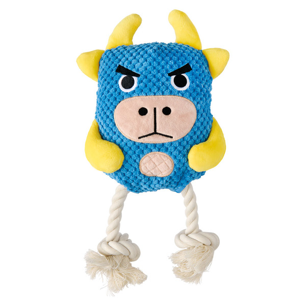 Heart to Tail Plush Rope Dog Toy Blue Cow Same-Day Delivery or