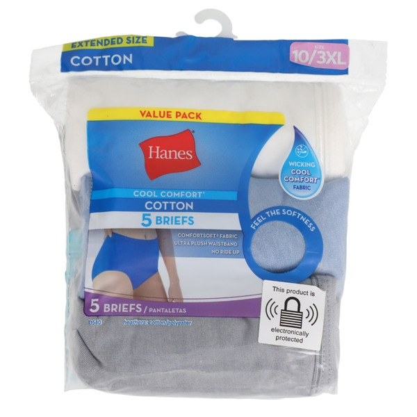 Hanes Briefs, Cotton, Extended Size, Size 10/3XL, Value Pack Same