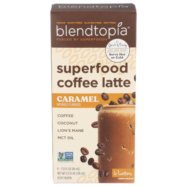 Blendtopia Caramel Superfood Coffee Latte 6 Pack Same-Day Delivery