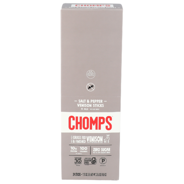 Chomps Salt and Pepper Venison Jerky Stick 24 Pack