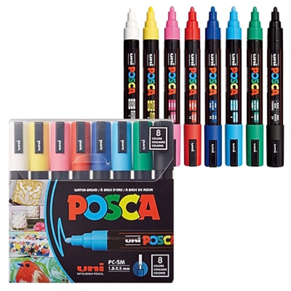 uniball PC5M8C Assorted Colors Reversible Medium Tip POSCA PC-5M Water-Based Paint Markers