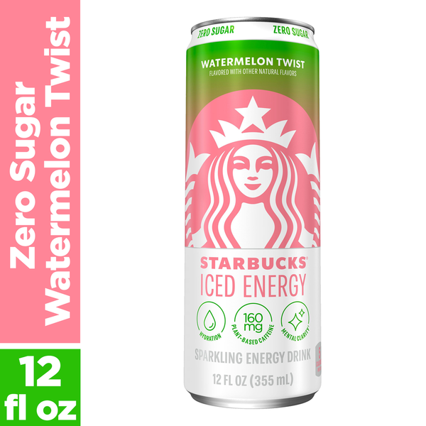 Starbucks Iced Energy Zero Sugar Sparkling Energy Drink Watermelon