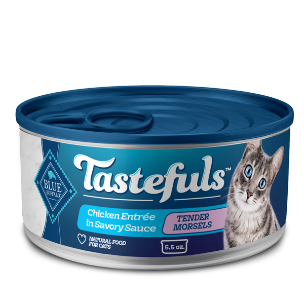 Blue Buffalo Tastefuls Natural Wet Food for Adult Cats, Chicken Entrée Morsels in Gravy