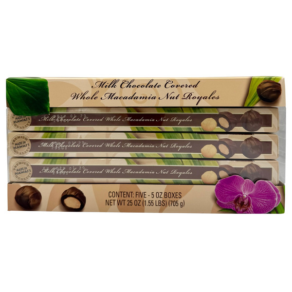 Hawaiian King Candies Milk Chocolate Macadamia Nut Royales, 5 oz, 5-count