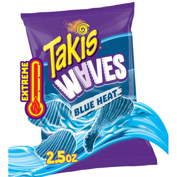 Takis Blue Heat Waves 2.5 oz Snack Size Bag, Hot Chili Pepper