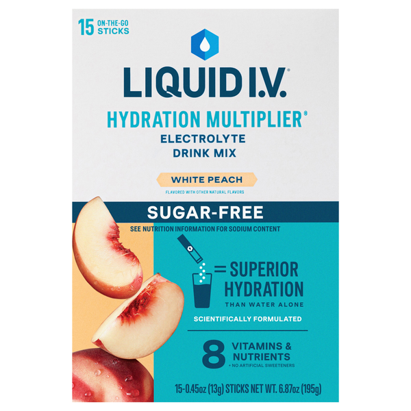 Liquid I.V. Electrolyte Drink Mix, Sugar-Free, White Peach