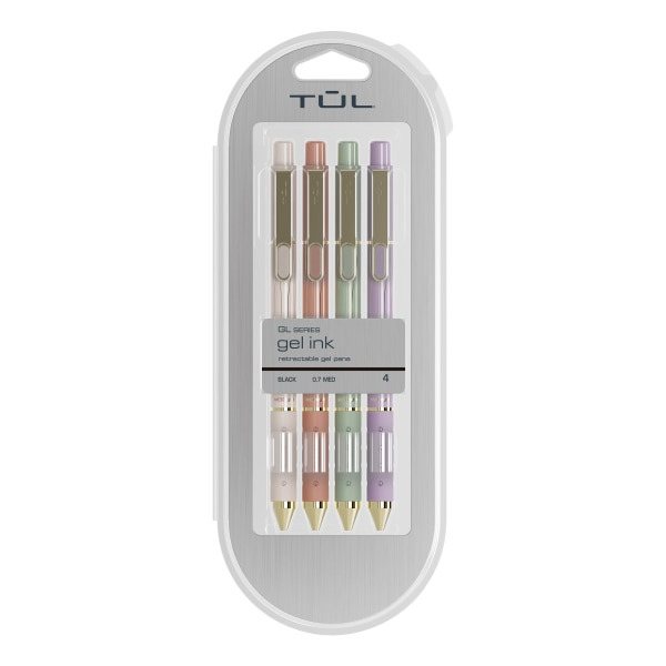 TUL Medium Point & 0.7 mm GL Series Retractable Gel Pens With Gold Lines & Black Ink - Assorted Colors