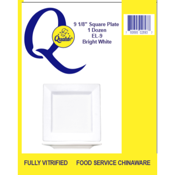 Qualite - 9 1/8" White Square Plate - 1 Dz