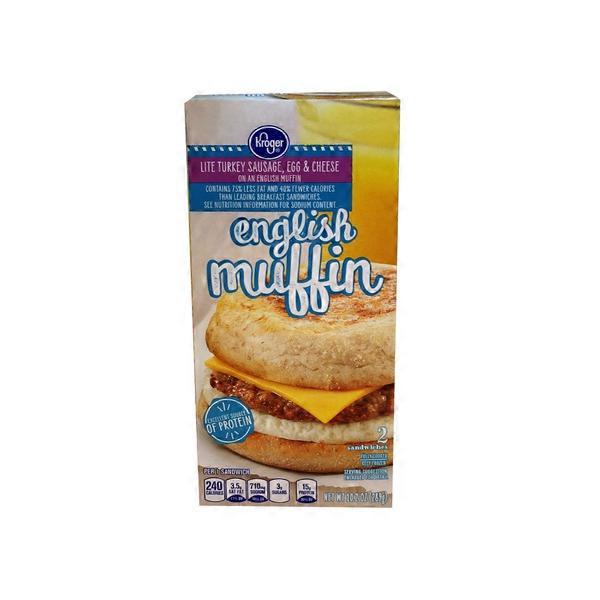 Kroger English Muffin Breakfast Sandwich, Turkey Sausage, Egg & Cheese