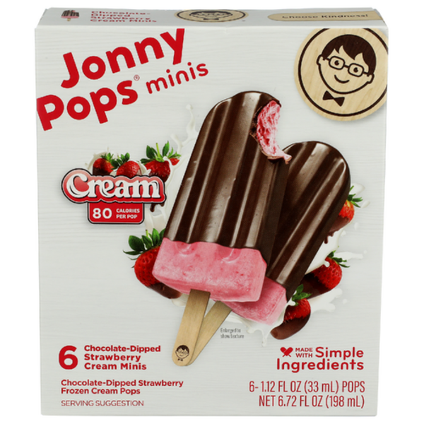 Jonny Pops Chocolate-Dipped Strawberry Cream Mini Pops 6 Pack Same