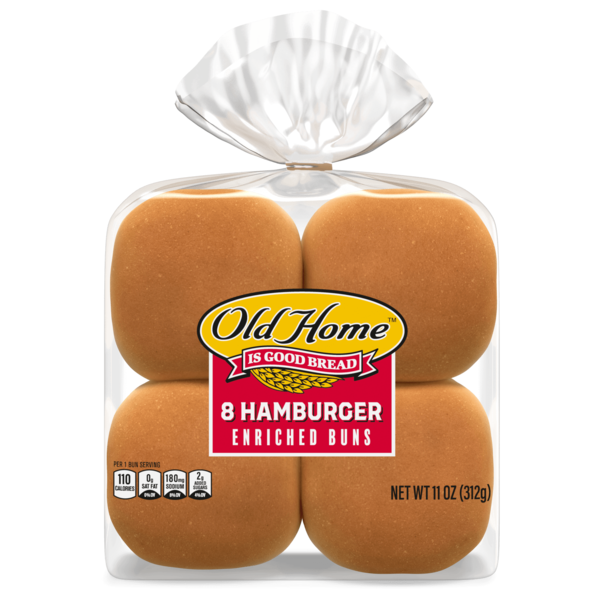 Private Label Old Home White Hamburger Buns, 8 count, 11 oz