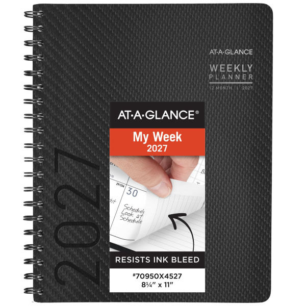 AT-A-GLANCE Contemporary 2027 Weekly Monthly Planner, Large 8 1/4 x 11 in - Charcoal