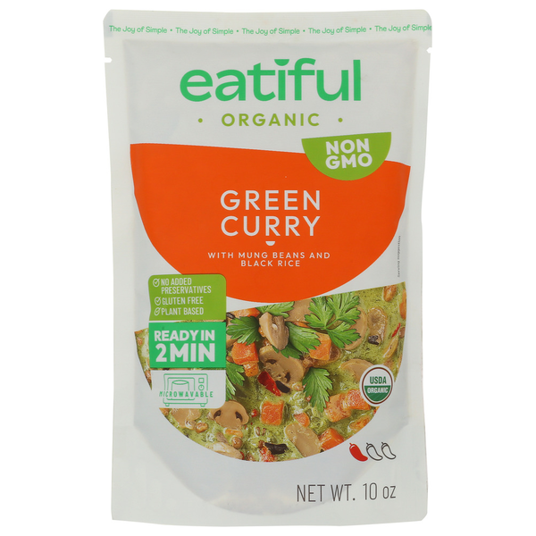 Eatiful Organic Green Curry Bowl With Mung Beans And Black Rice