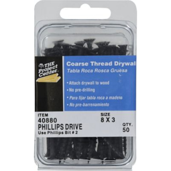 Hillman #8 x 3 in. Project Center Coarse Thread Drywall Screws, 50-Pack