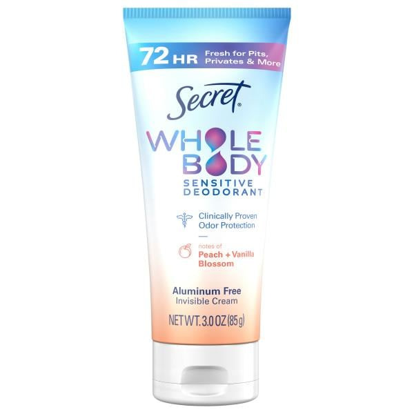 Secret Whole Body Aluminum Free Deodorant Clear Cream Peach