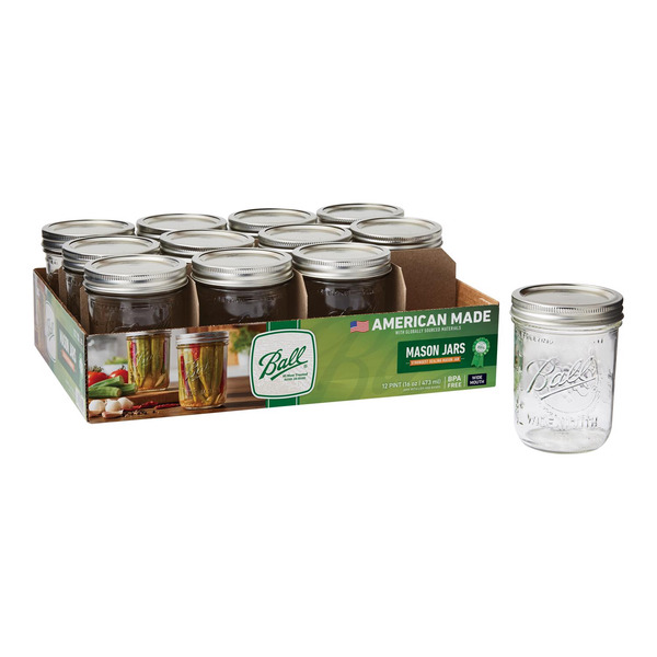 Ball Mason Jars, Wide Mouth, Pint