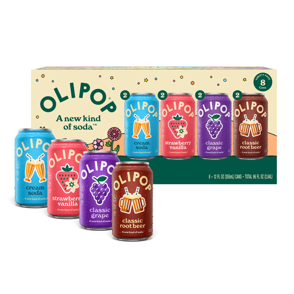 H-E-B OLIPOP Prebiotic Soda, Variety Pack, Shelf Stable Same-Day