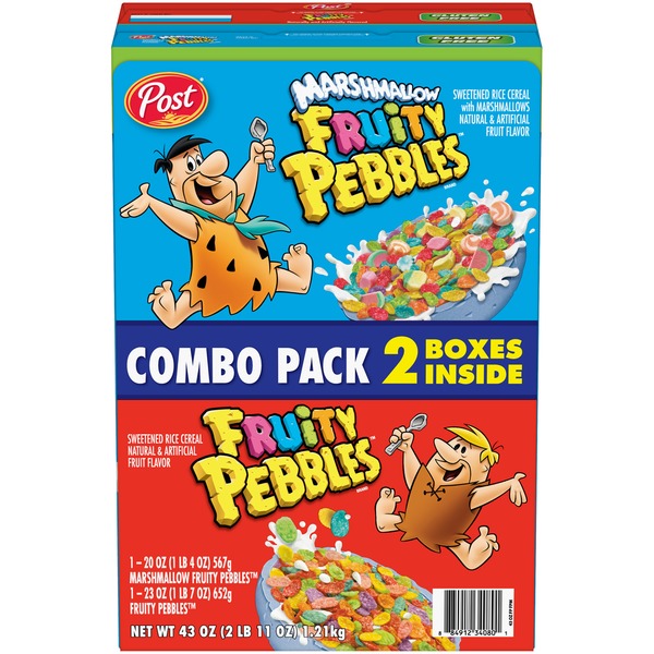 Post Marshmallow Fruity Pebbles & Fruity Pebbles Sweetened Rice Cereal