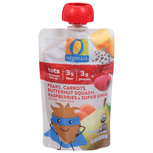 O Organics Baby Food, Pears, Carrots Butternut Squash, Raspberries & Super Chia