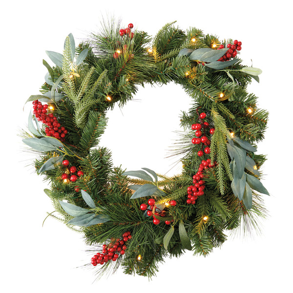 Merry Moments Holiday Green Berry Wreath Same-Day Delivery or
