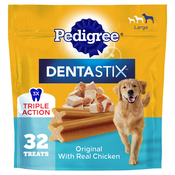 Pedigree Dentastix Large Breed Dog Dental Care Treats Original Flavor, 1.66 lb. Bag