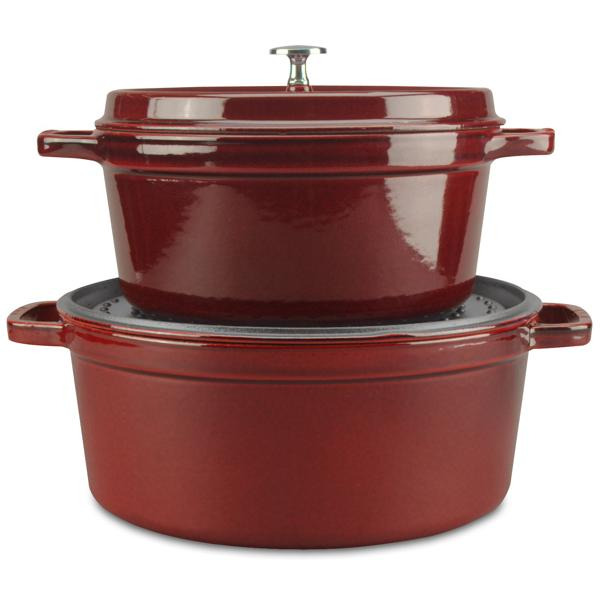 Staub 5.5-Quart Round Cocotte in Dark Red