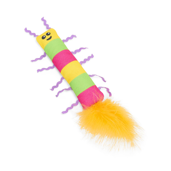 Leaps & Bounds Striped Caterpillar Feather Tail Cat Toy