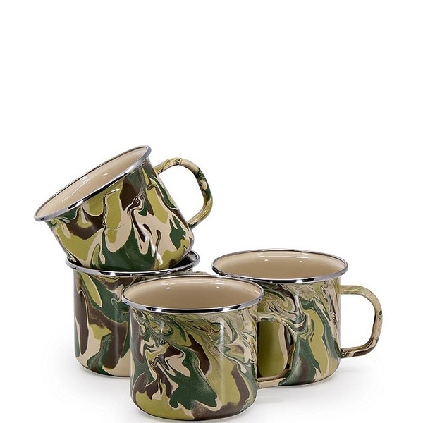 Golden Rabbit Enamelware Camouflage Grand Novelty Mugs Set of 4