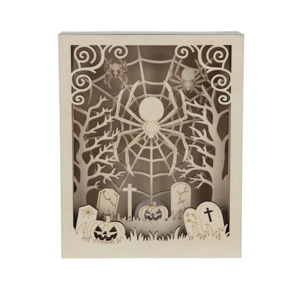 Make Market Spider Web DIY LED Wood Shadow Box Decor