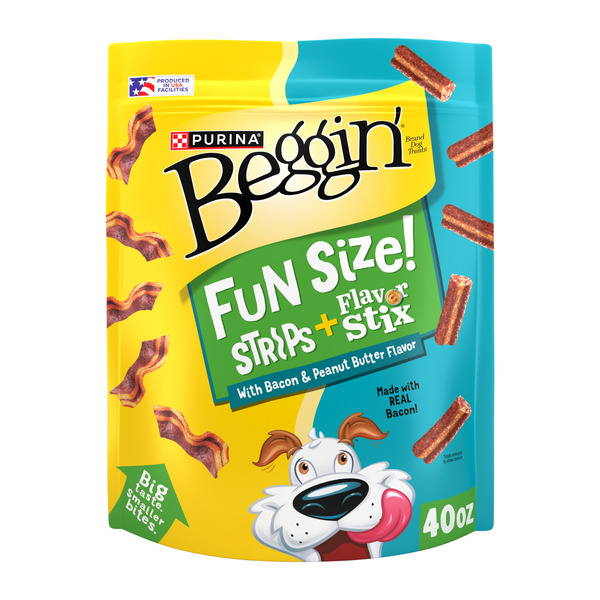 Beggin' Purina Beggin’ Adult Fun Size Strips and Stix with Bacon and Peanut Butter Flavor Dog Treats Pouch